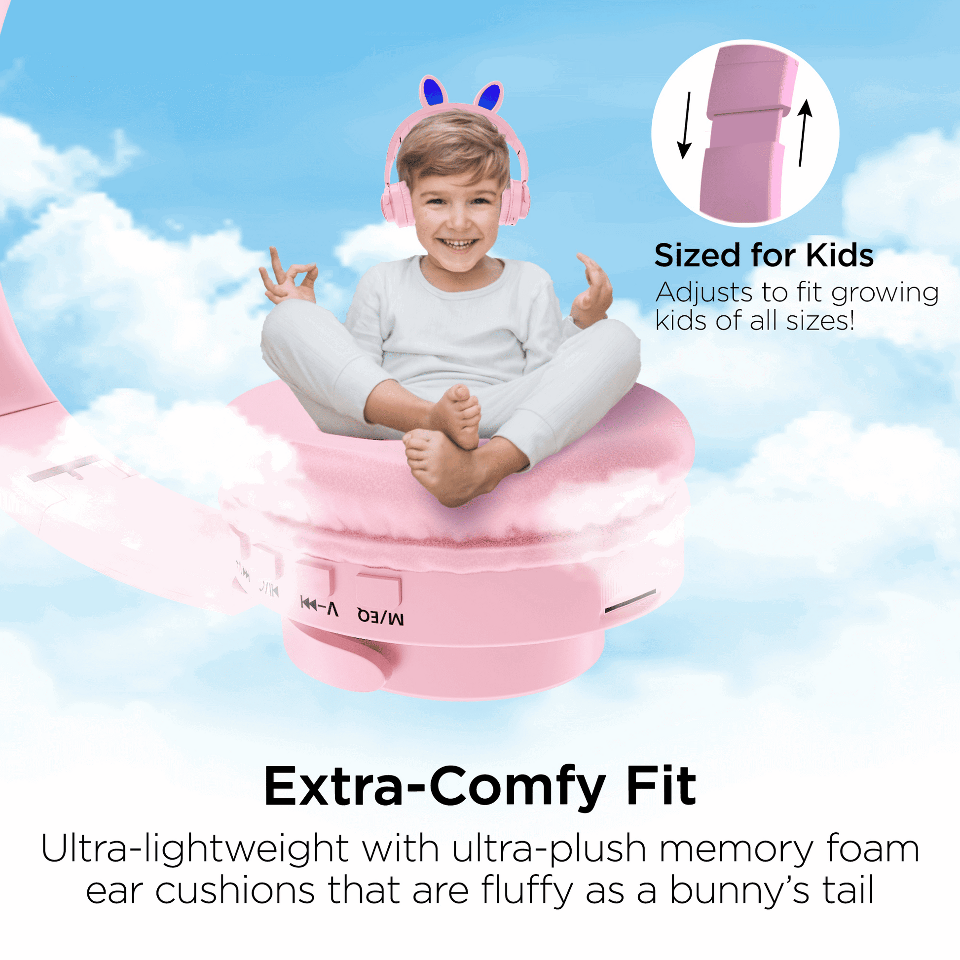 HyperGear Bunny Tracks Wireless Kids Headphones – Light-Up LED Ears - GoTypical