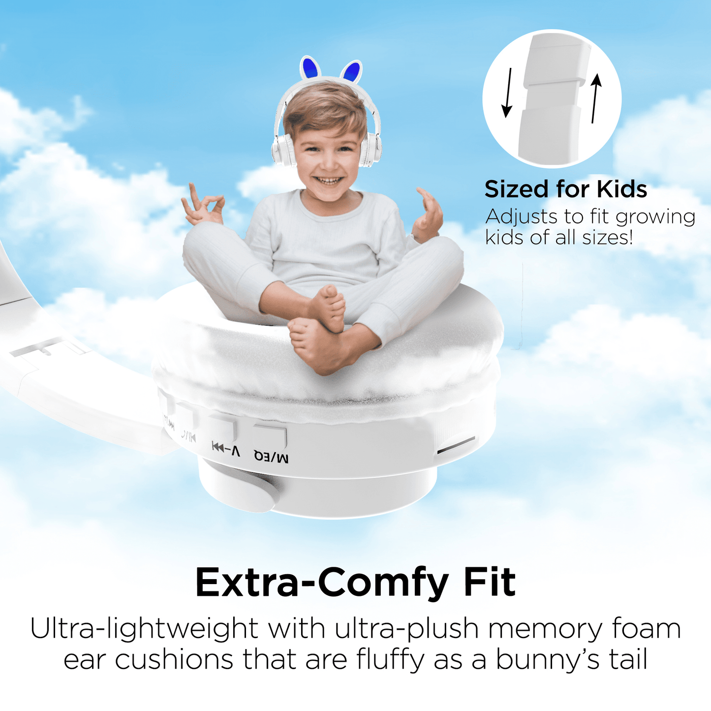 HyperGear Bunny Tracks Wireless Kids Headphones – Light-Up LED Ears - GoTypical