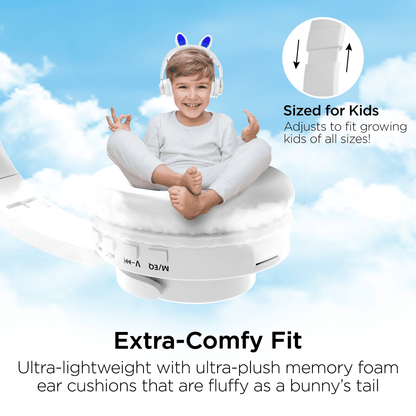 HyperGear Bunny Tracks Wireless Kids Headphones – Light-Up LED Ears - GoTypical