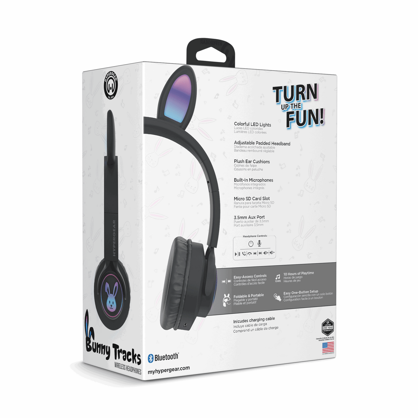 HyperGear Bunny Tracks Wireless Kids Headphones – Light-Up LED Ears - GoTypical