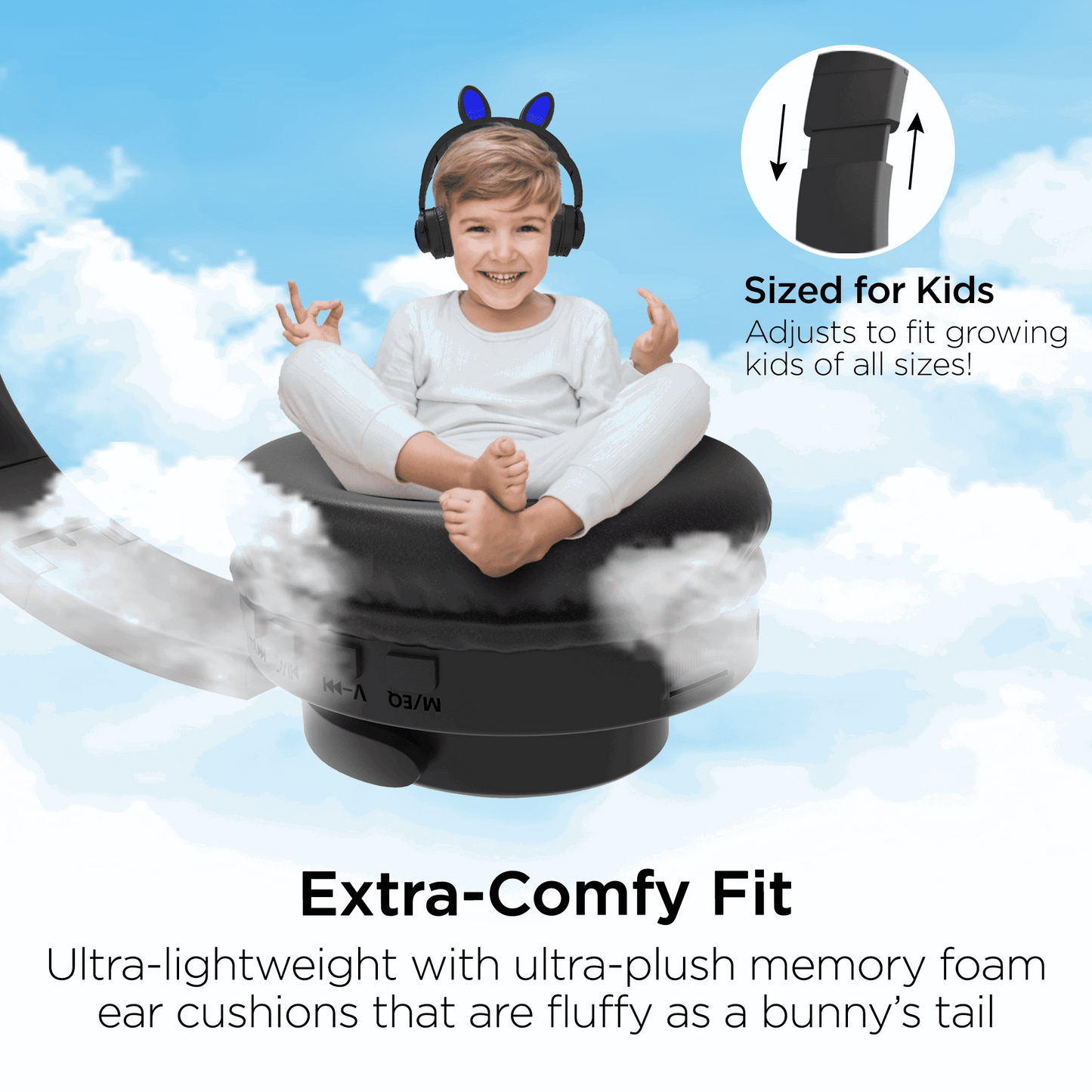 HyperGear Bunny Tracks Wireless Kids Headphones – Light-Up LED Ears - GoTypical