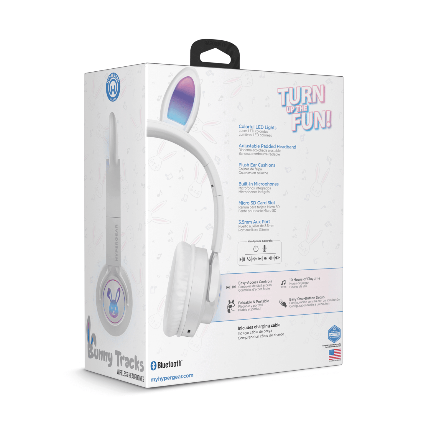 HyperGear Bunny Tracks Wireless Kids Headphones – Light-Up LED Ears - GoTypical