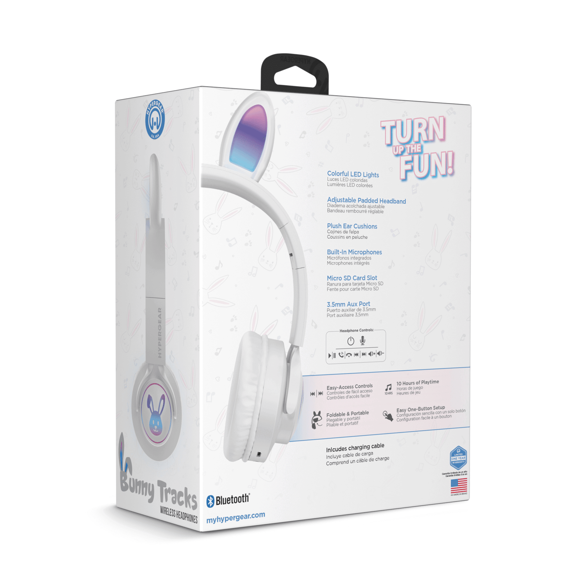 HyperGear Bunny Tracks Wireless Kids Headphones – Light-Up LED Ears - GoTypical