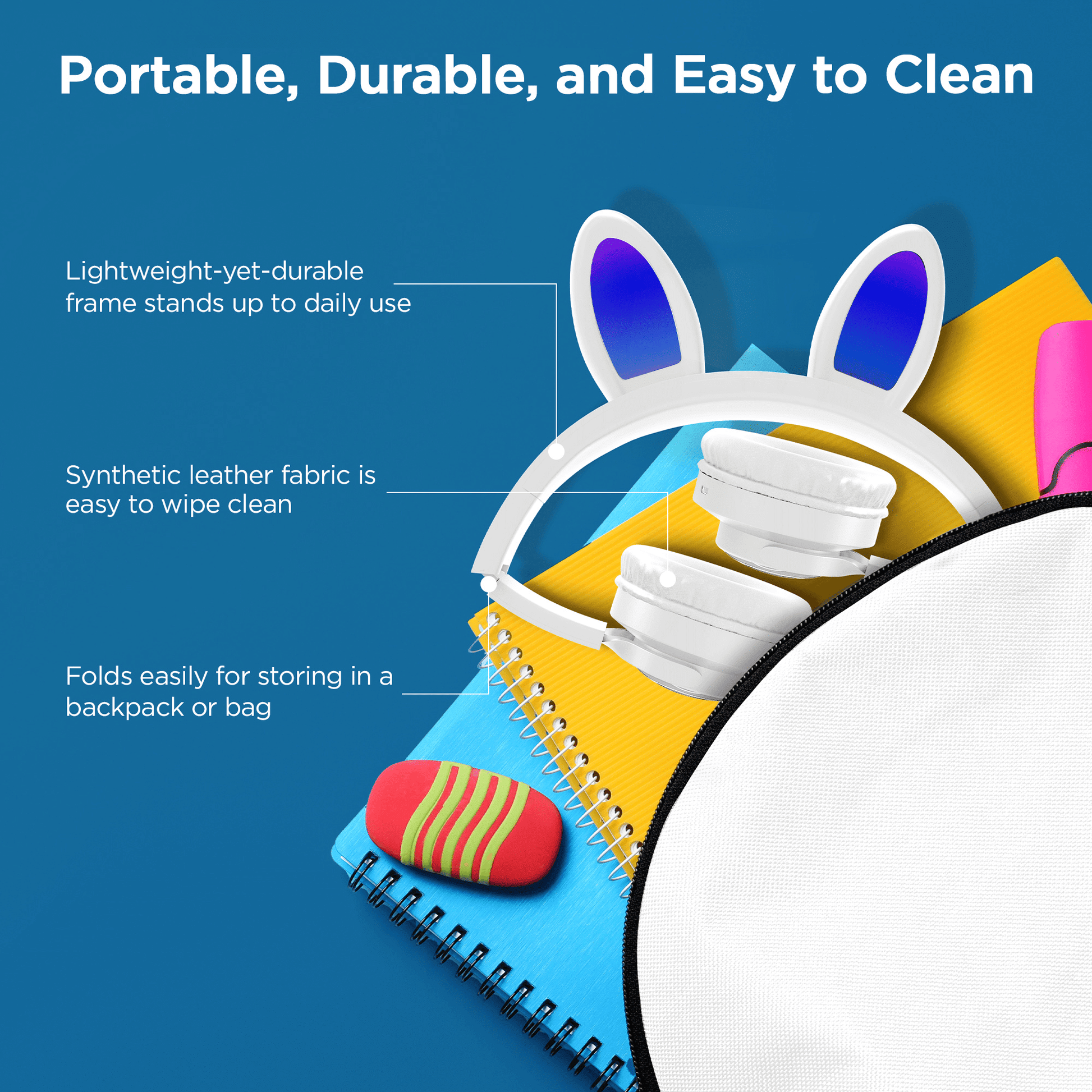 HyperGear Bunny Tracks Wireless Kids Headphones – Light-Up LED Ears - GoTypical