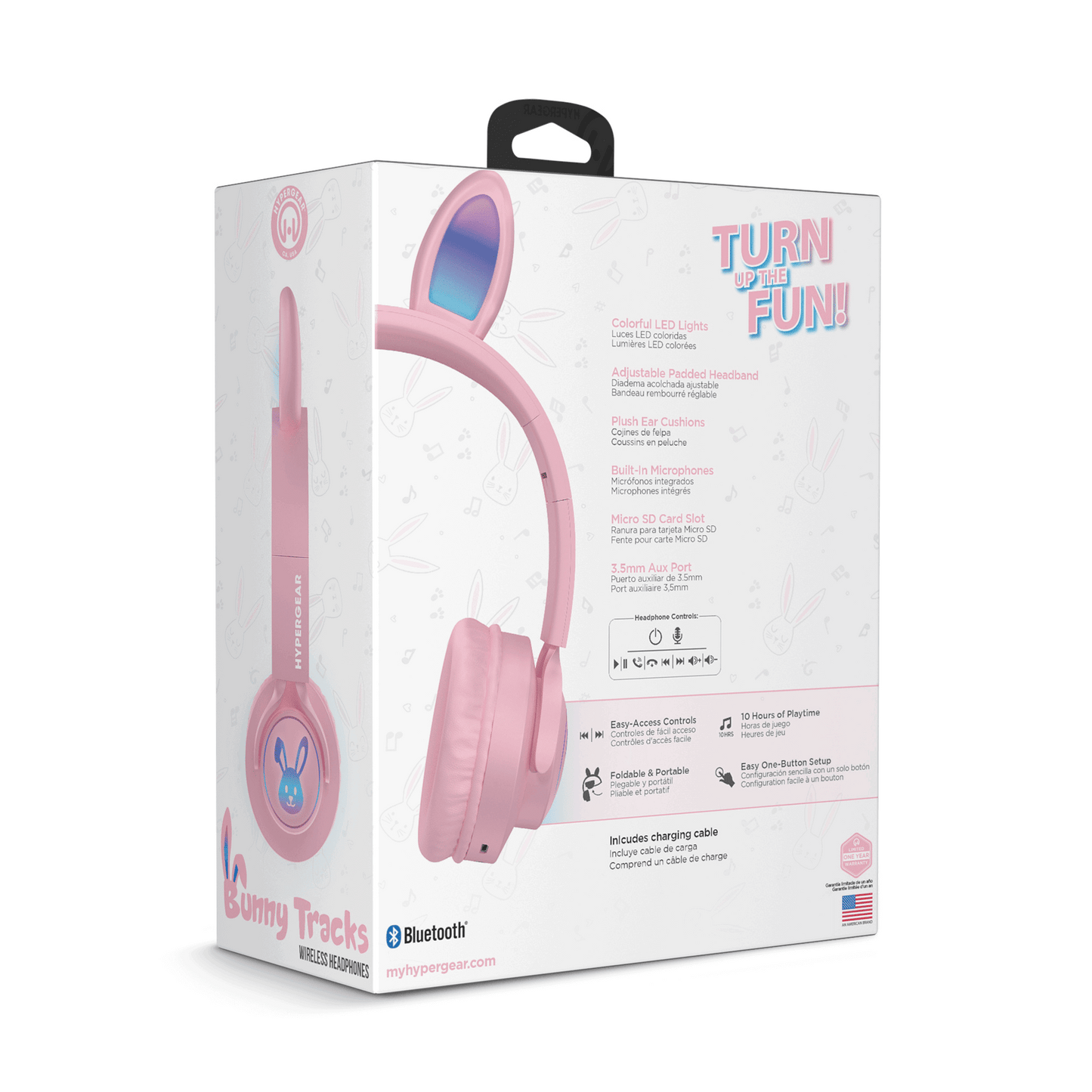 HyperGear Bunny Tracks Wireless Kids Headphones – Light-Up LED Ears - GoTypical