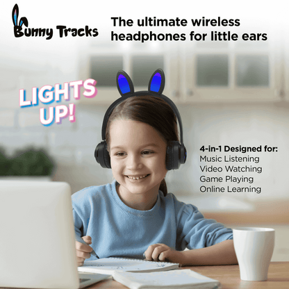 HyperGear Bunny Tracks Wireless Kids Headphones – Light-Up LED Ears - GoTypical
