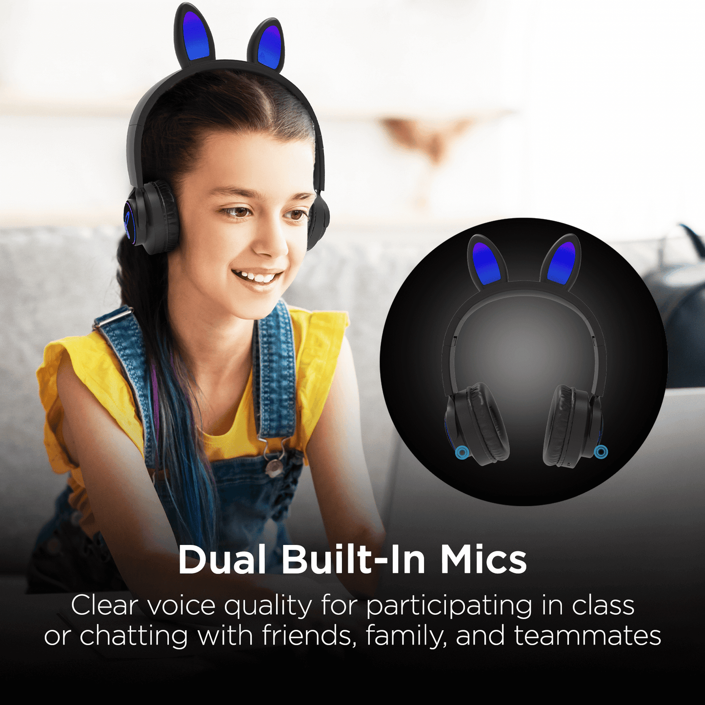 HyperGear Bunny Tracks Wireless Kids Headphones – Light-Up LED Ears - GoTypical