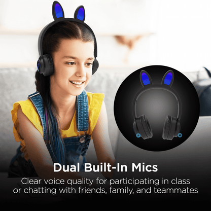 HyperGear Bunny Tracks Wireless Kids Headphones – Light-Up LED Ears - GoTypical