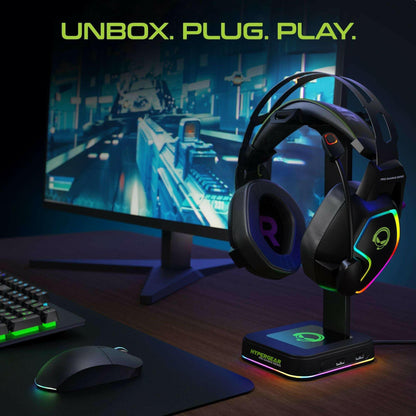 HyperGear RGB Command Station Headset Stand – Dual USB Ports & Lighting - GoTypical