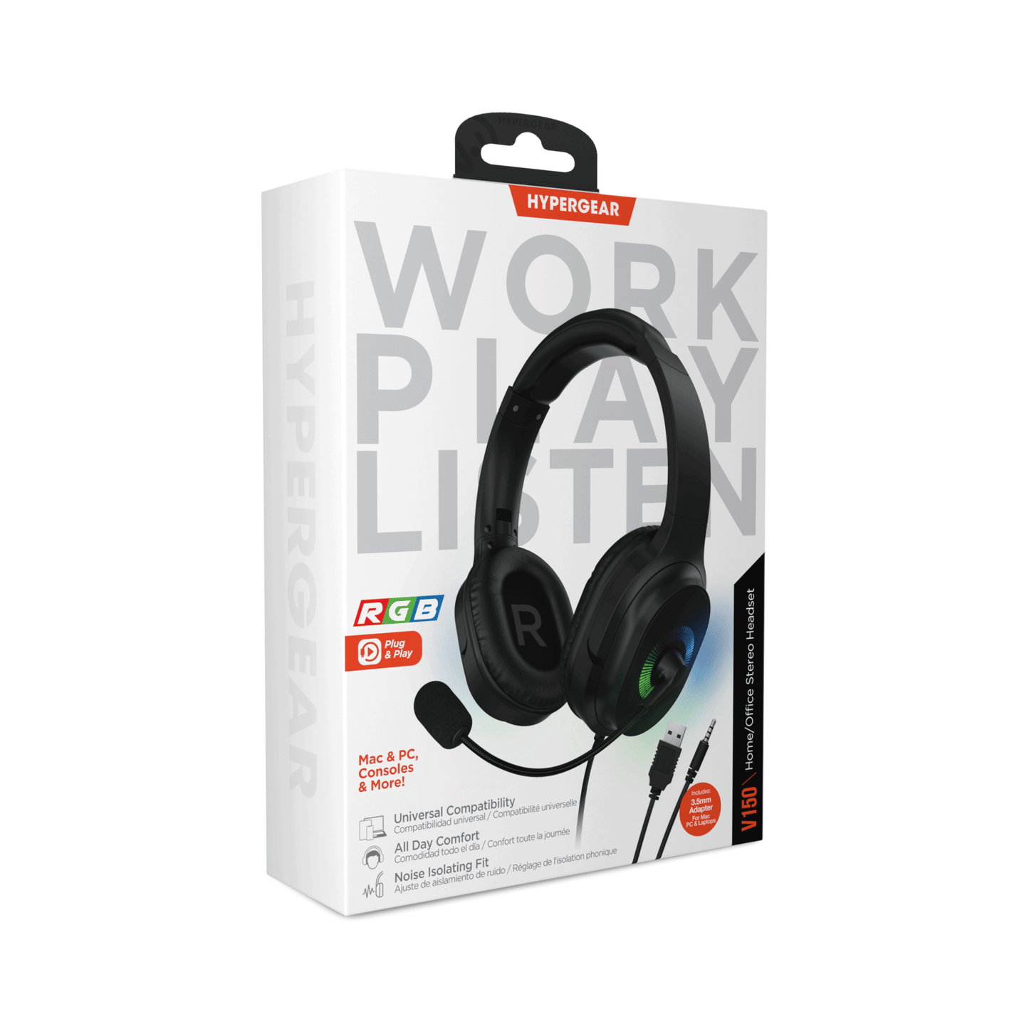 Stereo Headset – HyperGear V150 Over-Ear with Noise Reduction & LED Lights - GoTypical