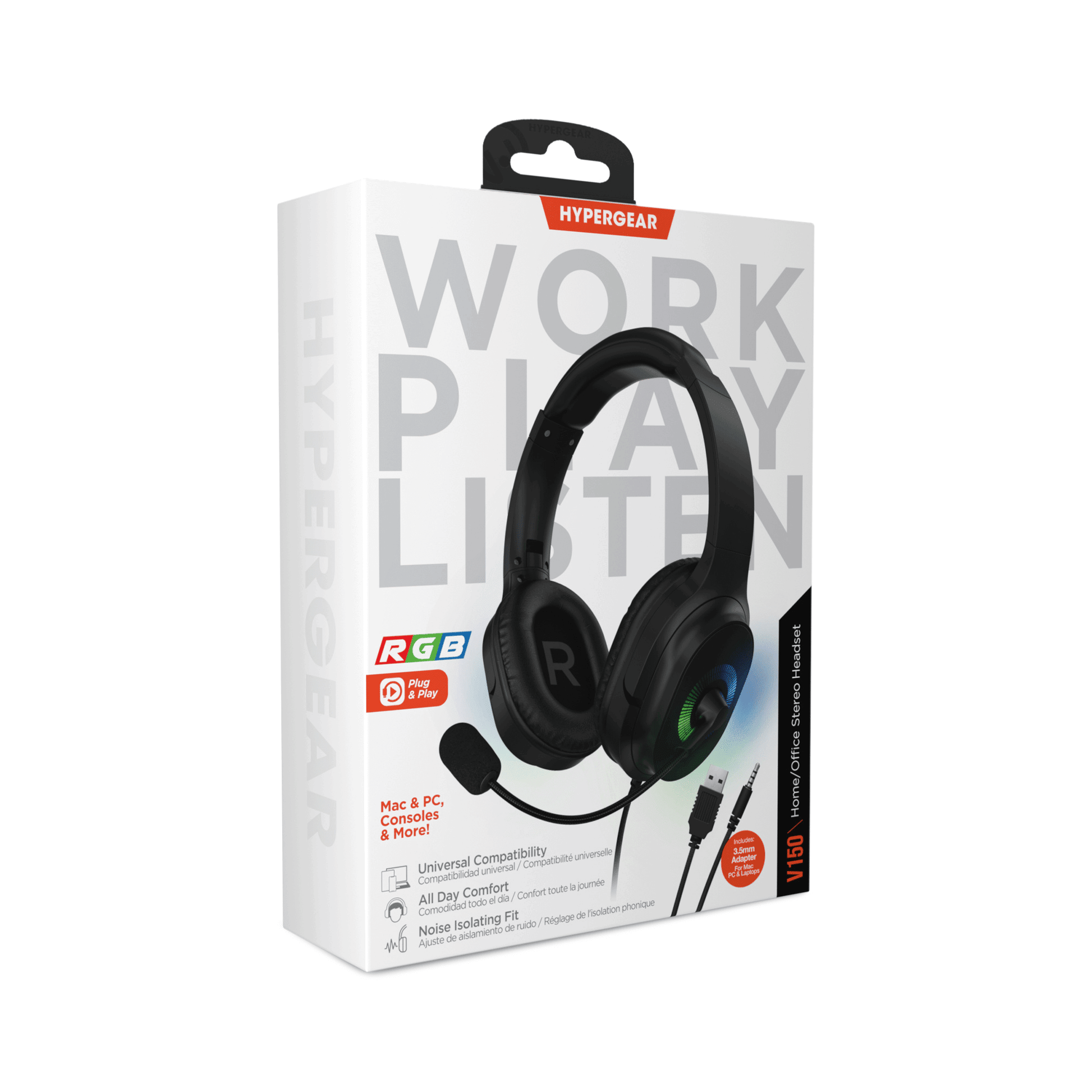 Stereo Headset – HyperGear V150 Over-Ear with Noise Reduction & LED Lights - GoTypical