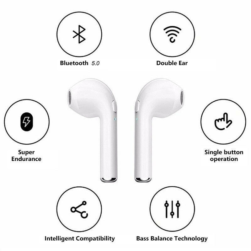 i7s TWS Wireless Earbuds – Bluetooth 5.0 Sport Design with Charging Case White - GoTypical