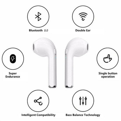 i7s TWS Wireless Earbuds – Bluetooth 5.0 Sport Design with Charging Case White - GoTypical