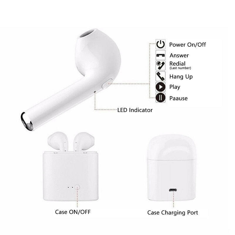 i7s TWS Wireless Earbuds – Bluetooth 5.0 Sport Design with Charging Case White - GoTypical