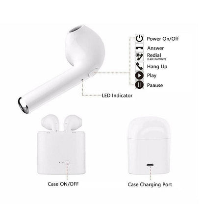 i7s TWS Wireless Earbuds – Bluetooth 5.0 Sport Design with Charging Case White - GoTypical