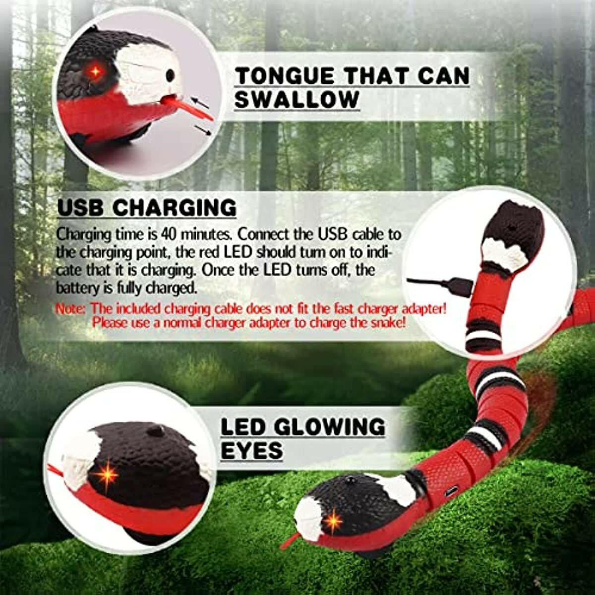 Infrared Sensing Remote Control Snake Toy – USB Rechargeable Prank Toy - GoTypical