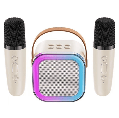 . K12 Wireless Bluetooth Karaoke Microphone Speaker – RGB LED Lights, White - GoTypical