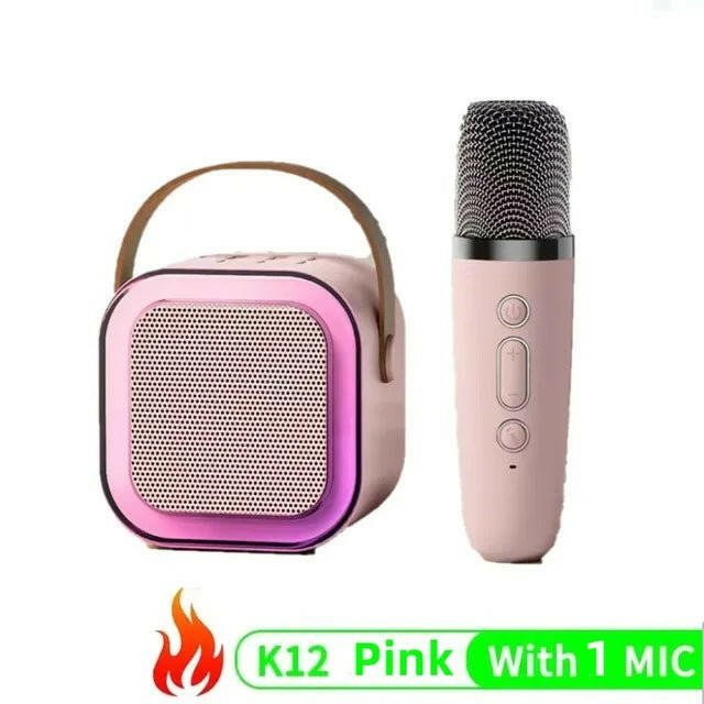 . K12 Wireless Bluetooth Karaoke Microphone Speaker – RGB LED Lights, White - GoTypical