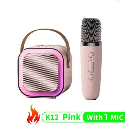 . K12 Wireless Bluetooth Karaoke Microphone Speaker – RGB LED Lights, White - GoTypical
