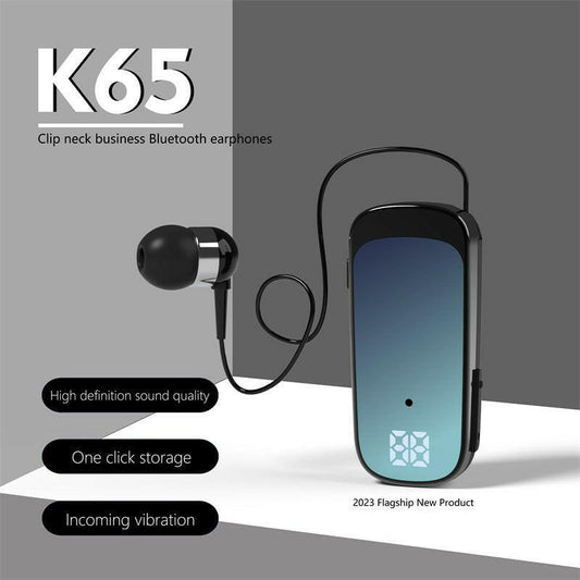Bluetooth Earphones K65 – . Telescopic Cable, Digital Display, Long Range - GoTypical