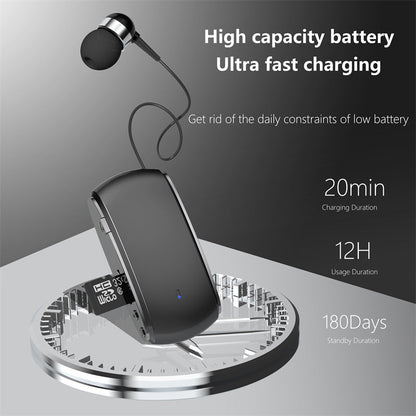 K68 New Collar style Bluetooth Earphones MP3 Earphones Wireless Telescopic Cable Single Ear Card Insertion Recording Earphones - GoTypical
