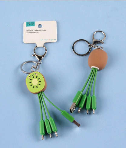 . 3-in-1 Universal Charging Cable – Kiwi Fruit Smile Keychain - GoTypical