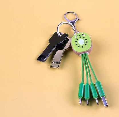 . 3-in-1 Universal Charging Cable – Kiwi Fruit Smile Keychain - GoTypical