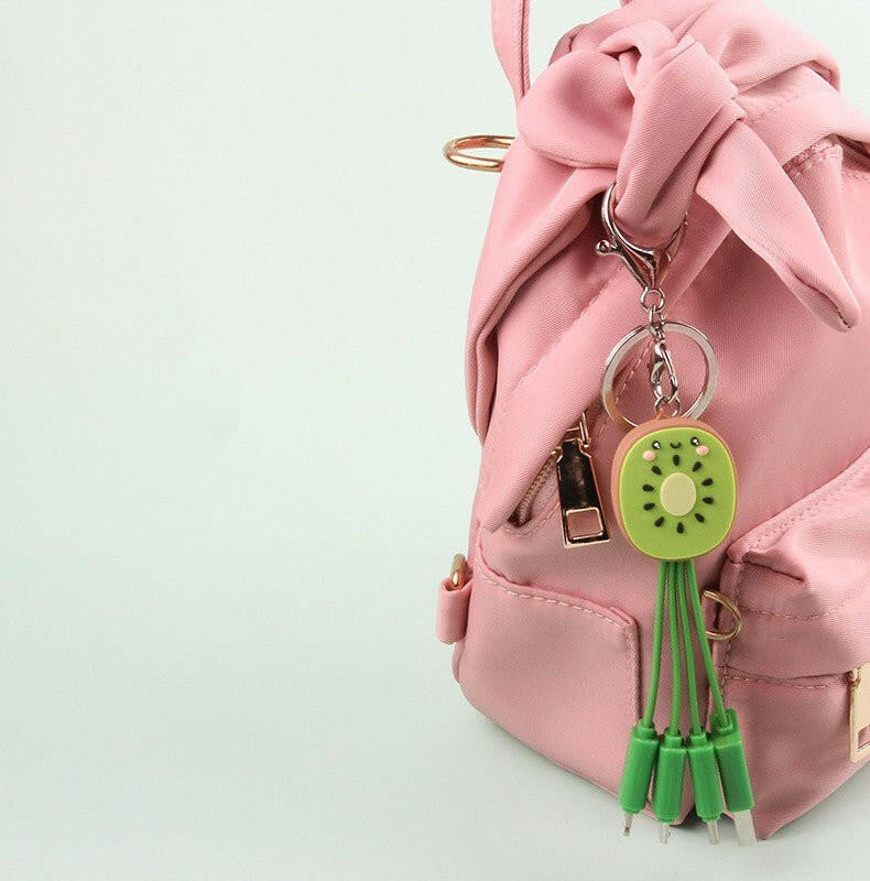 . 3-in-1 Universal Charging Cable – Kiwi Fruit Smile Keychain - GoTypical