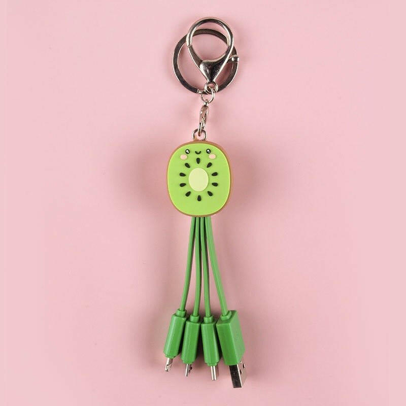 . 3-in-1 Universal Charging Cable – Kiwi Fruit Smile Keychain - GoTypical