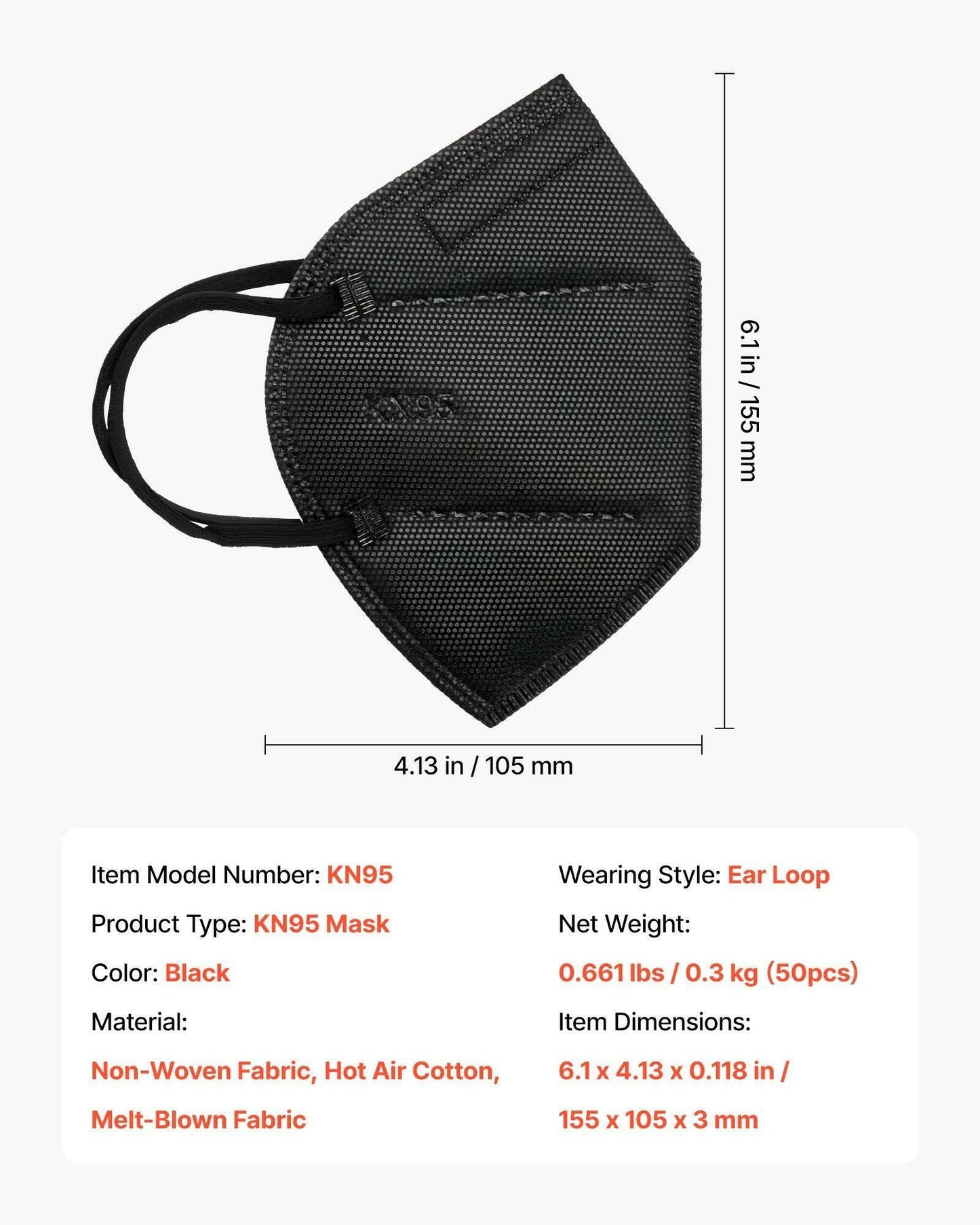 KN95 Face Mask – 5-Layer Respirator with Adjustable Nose Clip 50-Pack - GoTypical