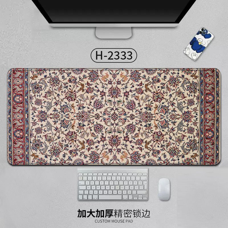Large Persian Mouse Pad Office Carpet MousePad Natural Rubber Lockedge Anti Slip Desk Mat Laptop Office Game Accessories Pad - GoTypical