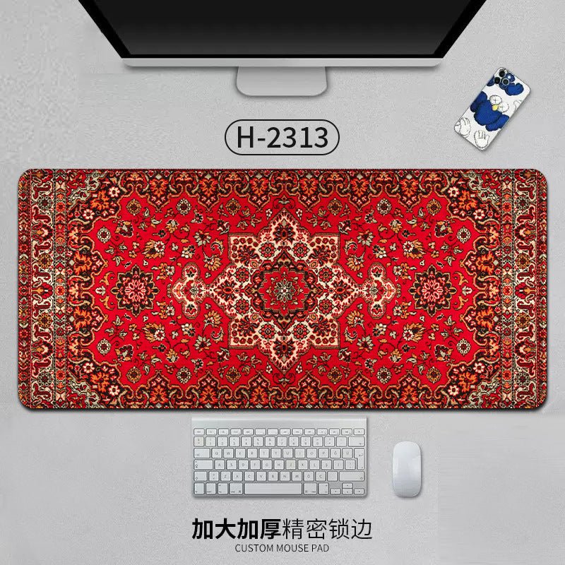 Large Persian Mouse Pad Office Carpet MousePad Natural Rubber Lockedge Anti Slip Desk Mat Laptop Office Game Accessories Pad - GoTypical