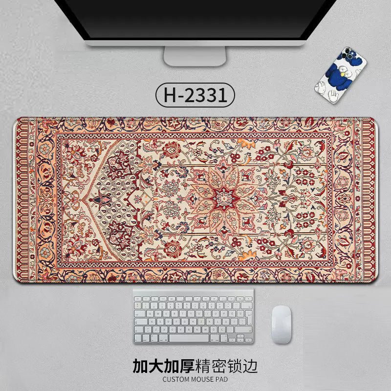 Large Persian Mouse Pad Office Carpet MousePad Natural Rubber Lockedge Anti Slip Desk Mat Laptop Office Game Accessories Pad - GoTypical