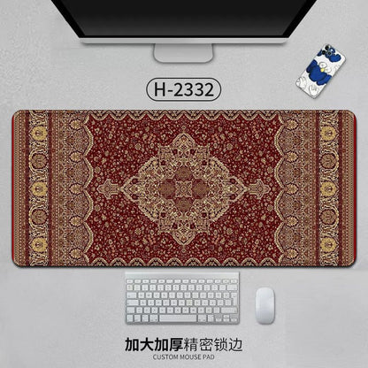 Large Persian Mouse Pad Office Carpet MousePad Natural Rubber Lockedge Anti Slip Desk Mat Laptop Office Game Accessories Pad - GoTypical