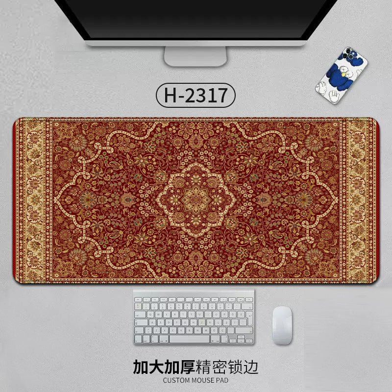 Large Persian Mouse Pad Office Carpet MousePad Natural Rubber Lockedge Anti Slip Desk Mat Laptop Office Game Accessories Pad - GoTypical