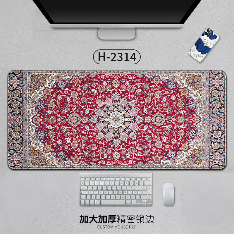 Large Persian Mouse Pad Office Carpet MousePad Natural Rubber Lockedge Anti Slip Desk Mat Laptop Office Game Accessories Pad - GoTypical