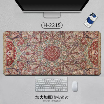 Large Persian Mouse Pad Office Carpet MousePad Natural Rubber Lockedge Anti Slip Desk Mat Laptop Office Game Accessories Pad - GoTypical
