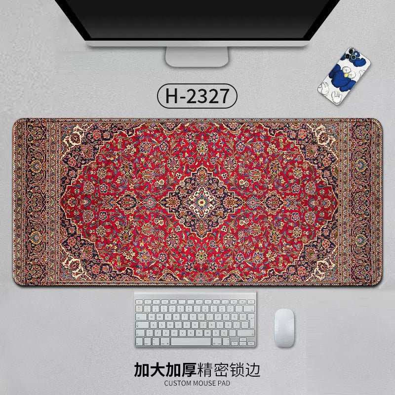 Large Persian Mouse Pad Office Carpet MousePad Natural Rubber Lockedge Anti Slip Desk Mat Laptop Office Game Accessories Pad - GoTypical