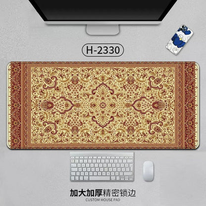 Large Persian Mouse Pad Office Carpet MousePad Natural Rubber Lockedge Anti Slip Desk Mat Laptop Office Game Accessories Pad - GoTypical
