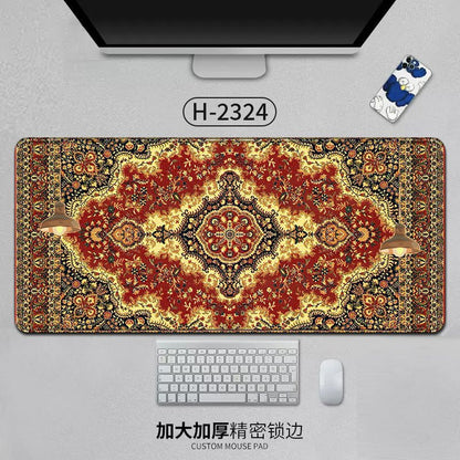 Large Persian Mouse Pad Office Carpet MousePad Natural Rubber Lockedge Anti Slip Desk Mat Laptop Office Game Accessories Pad - GoTypical