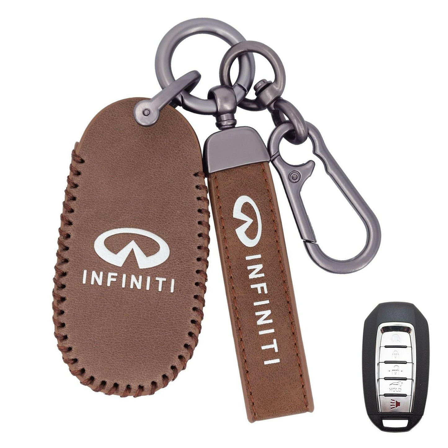 Leather Key Fob Case for Infiniti 5-Button – Keychain Included - GoTypical
