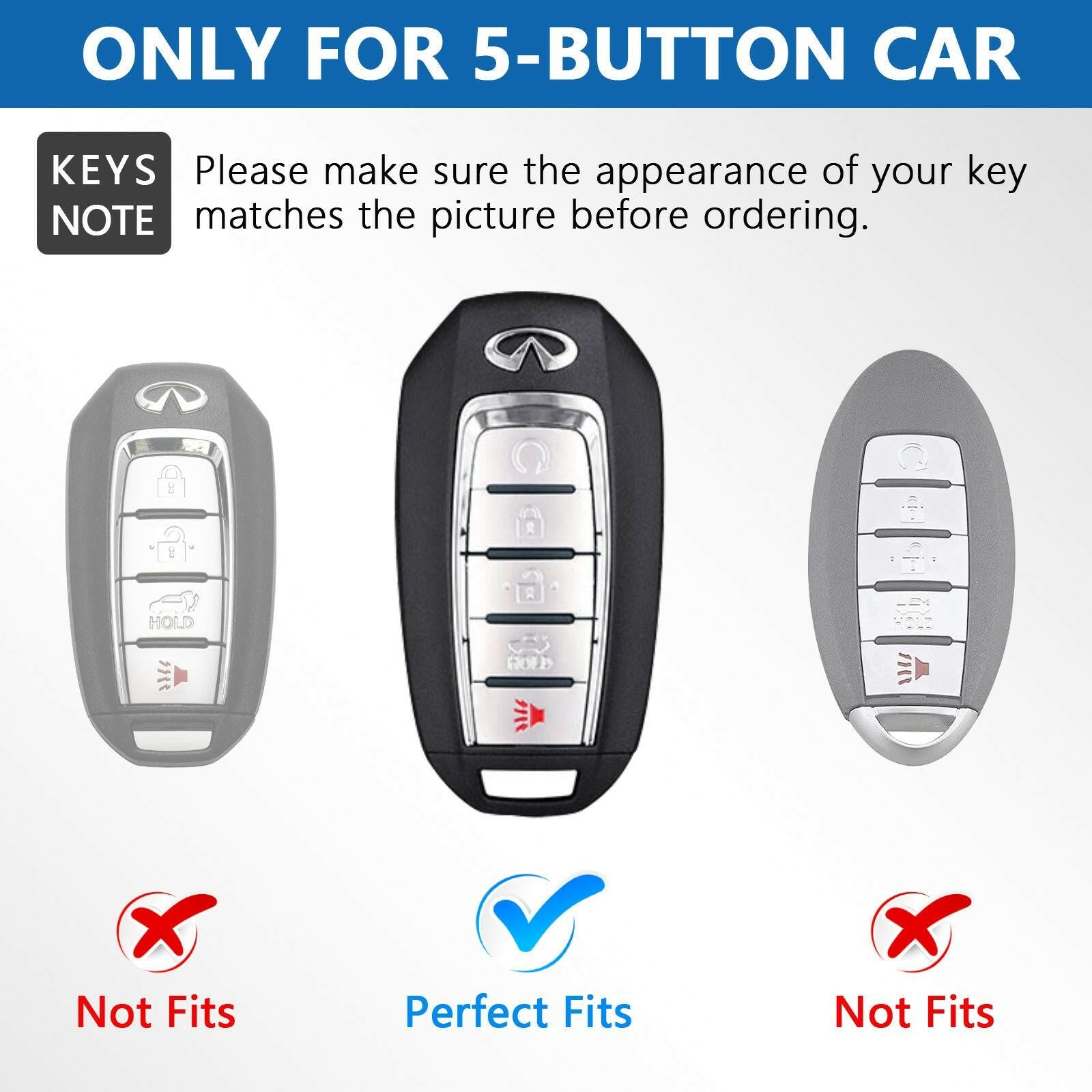 Leather Key Fob Case for Infiniti 5-Button – Keychain Included - GoTypical