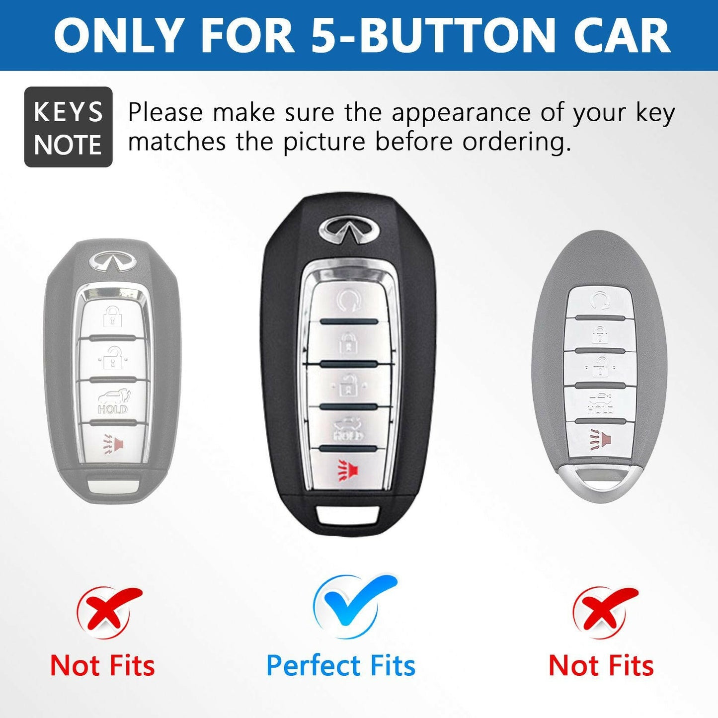 Leather Key Fob Case for Infiniti 5-Button – Keychain Included - GoTypical
