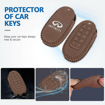 Leather Key Fob Case for Infiniti 5-Button – Keychain Included - GoTypical
