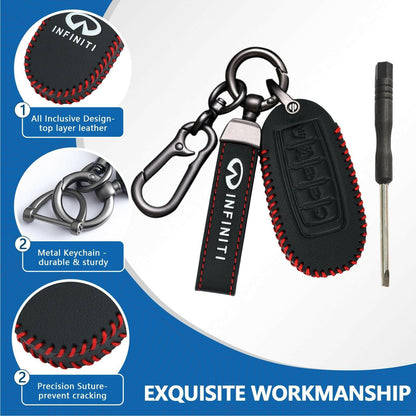 Leather Key Fob Case for Infiniti 5-Button – Keychain Included - GoTypical