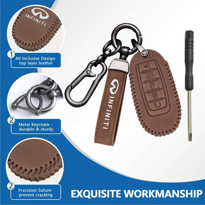 Leather Key Fob Case for Infiniti 5-Button – Keychain Included - GoTypical