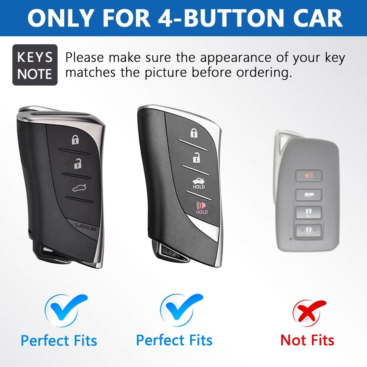Leather Key Fob Case for Lexus – 4-Button Compatible with Keychain - GoTypical