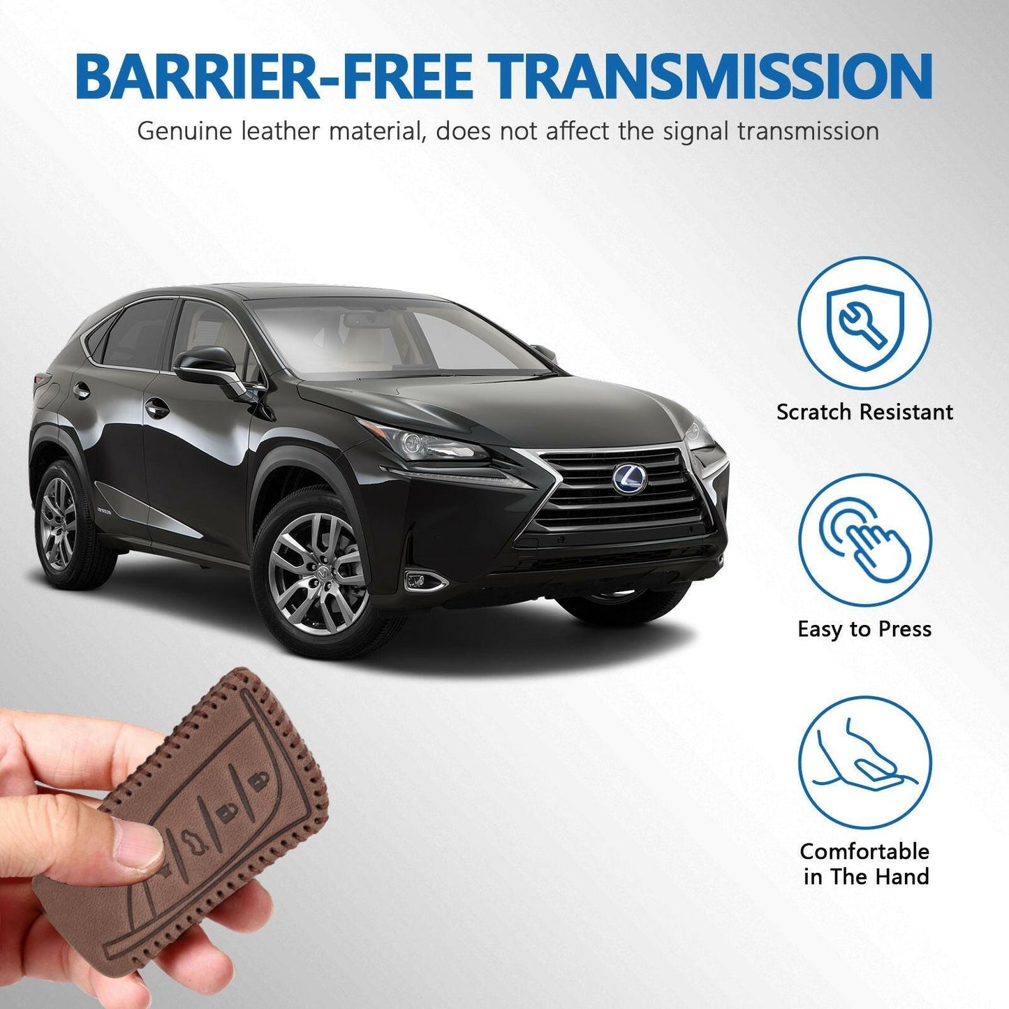 Leather Key Fob Case for Lexus – 4-Button Compatible with Keychain - GoTypical