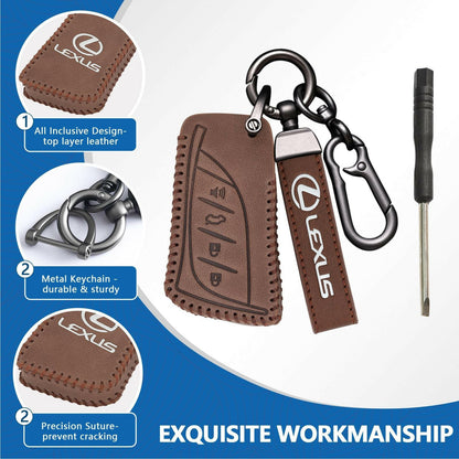 Leather Key Fob Case for Lexus – 4-Button Compatible with Keychain - GoTypical