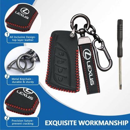 Leather Key Fob Case for Lexus – 4-Button Compatible with Keychain - GoTypical